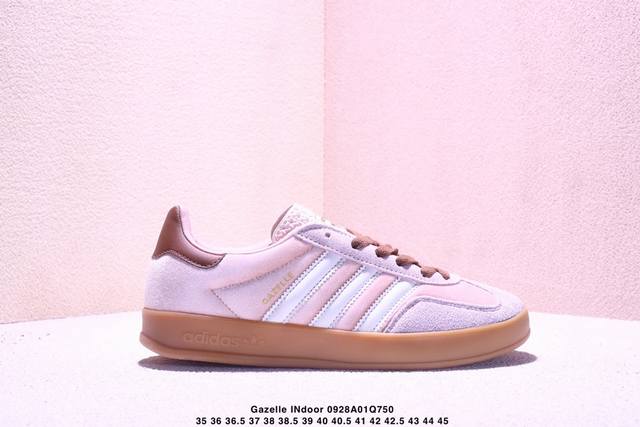 公司级Adidas Originals Gazelle Indoor 三叶草休闲防滑耐磨低帮板鞋 鞋头出色设计 塑就出众贴合感 稳固的后跟贴合足部曲线设计 软弹
