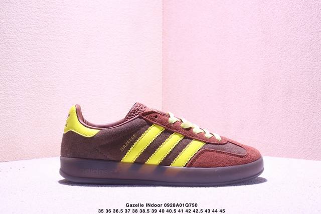 公司级Adidas Originals Gazelle Indoor 三叶草休闲防滑耐磨低帮板鞋 鞋头出色设计 塑就出众贴合感 稳固的后跟贴合足部曲线设计 软弹