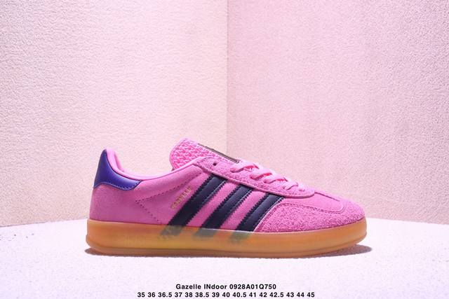 公司级Adidas Originals Gazelle Indoor 三叶草休闲防滑耐磨低帮板鞋 鞋头出色设计 塑就出众贴合感 稳固的后跟贴合足部曲线设计 软弹