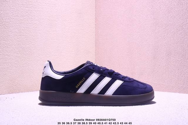 公司级Adidas Originals Gazelle Indoor 三叶草休闲防滑耐磨低帮板鞋 鞋头出色设计 塑就出众贴合感 稳固的后跟贴合足部曲线设计 软弹