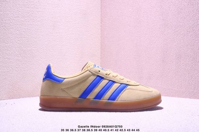 公司级Adidas Originals Gazelle Indoor 三叶草休闲防滑耐磨低帮板鞋 鞋头出色设计 塑就出众贴合感 稳固的后跟贴合足部曲线设计 软弹