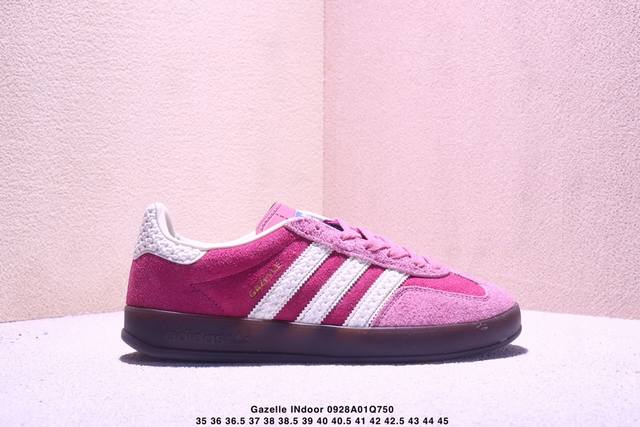 公司级Adidas Originals Gazelle Indoor 三叶草休闲防滑耐磨低帮板鞋 鞋头出色设计 塑就出众贴合感 稳固的后跟贴合足部曲线设计 软弹