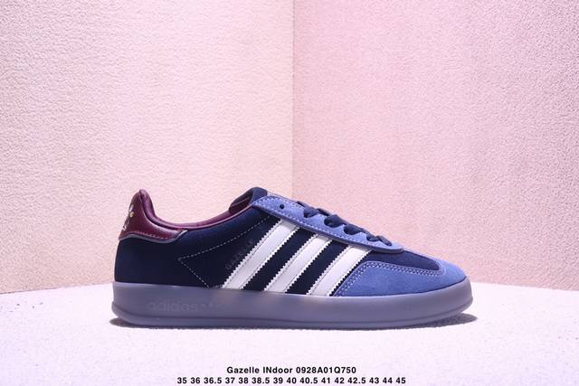 公司级Adidas Originals Gazelle Indoor 三叶草休闲防滑耐磨低帮板鞋 鞋头出色设计 塑就出众贴合感 稳固的后跟贴合足部曲线设计 软弹