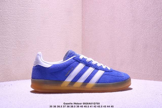 公司级Adidas Originals Gazelle Indoor 三叶草休闲防滑耐磨低帮板鞋 鞋头出色设计 塑就出众贴合感 稳固的后跟贴合足部曲线设计 软弹