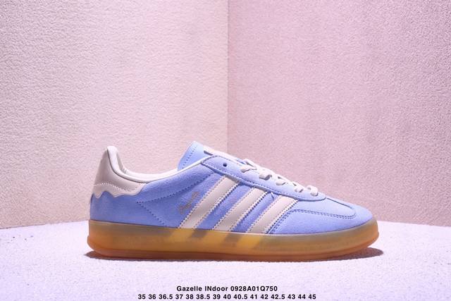 公司级Adidas Originals Gazelle Indoor 三叶草休闲防滑耐磨低帮板鞋 鞋头出色设计 塑就出众贴合感 稳固的后跟贴合足部曲线设计 软弹