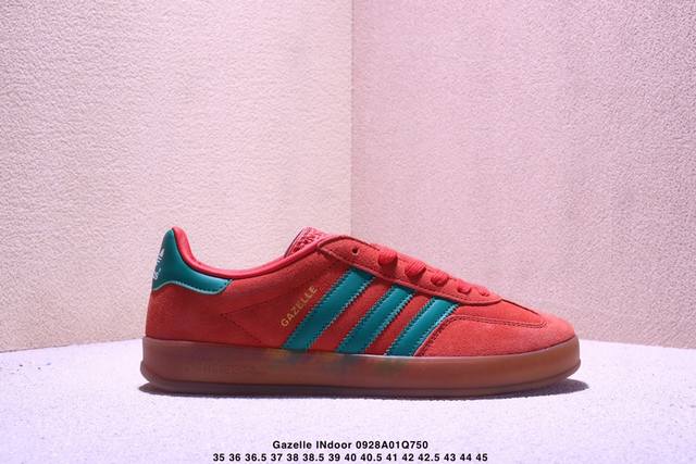 公司级Adidas Originals Gazelle Indoor 三叶草休闲防滑耐磨低帮板鞋 鞋头出色设计 塑就出众贴合感 稳固的后跟贴合足部曲线设计 软弹