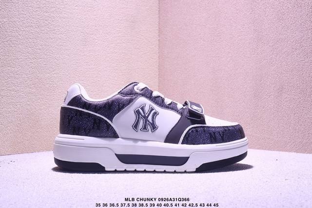 公司级Mlb Chunky Liner Denim 潮流百搭 厚底增高休闲鞋 防滑耐磨 低帮 老爹鞋 货号:3Arnc055N 尺码:35 36 36.5 37