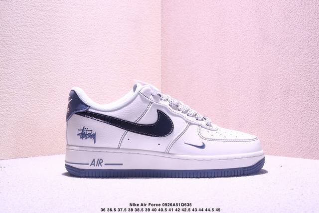 海外限量发售！公司级Nike Air Force 1 '07 Low “斯图西联名 灰底黑勾”空军一号 低帮 运动鞋 休闲鞋 折边针车 工艺难度大 原楦头原纸板