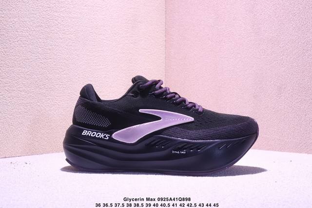 公司级Brooks 布鲁克斯Glycerin Max 超级甘油 厚底马拉松缓震跑鞋该鞋以厚实的中底和高分子注氮技术为特点 提供极致的缓震性能 鞋面柔软厚实 具有