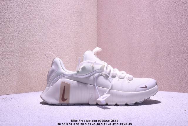 Nike 耐克 Nike Free Metcon 6 网布 圆头 系带 减震防滑 低帮 训练鞋 整体设计流线更简洁了，标志性Logo越来越小，后跟倒三角设计让小