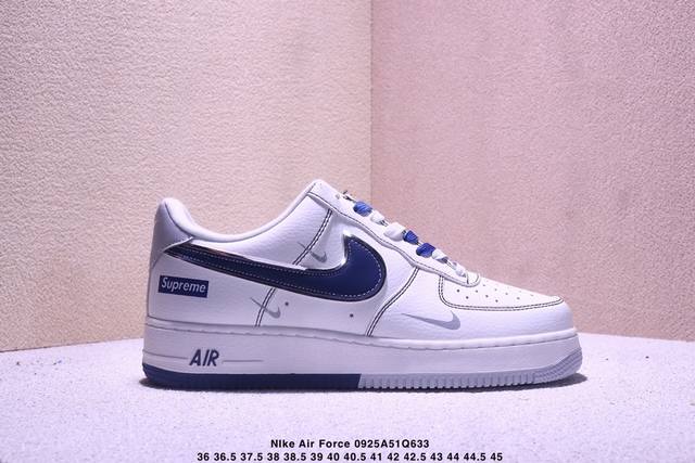 Sup联名 米白蓝勾，夏季清新配色，海外限量发售！公司级Nike Air Force 1 ‘07 Low 空军一号 低帮 运动鞋 休闲鞋 折边针车 工艺难度大