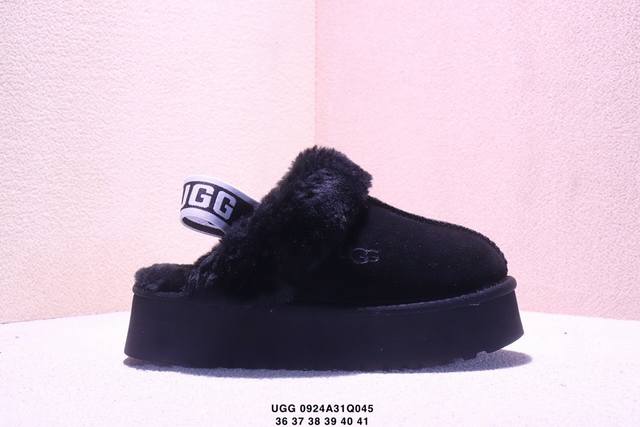 Ugg雪地靴星拖厚底羊皮毛一体2025新款秋冬包头半拖毛毛拖鞋女外穿！ 编码：Size:36～41 Xm0924Q045