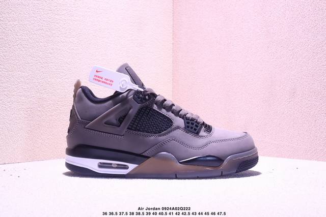 Jordan Air Jordan 4 Cave Stone And Black 舒适百搭 防滑耐磨 中帮 复古篮球鞋 男女同款 棕色 Xm0924Q222