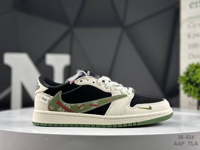 福利特价 耐克 Nike Air Jordan 1 X Travis Scott Aj1倒勾 乔一倒钩 ‘Diy’定制 耐克 低帮文化篮球鞋 完美品质出货 细节