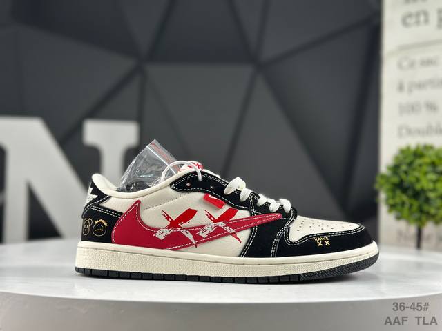 福利特价 耐克 Nike Air Jordan 1 X Travis Scott Aj1倒勾 乔一倒钩 ‘Diy’定制 耐克 低帮文化篮球鞋 完美品质出货 细节