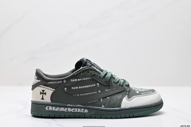 特价 公司级Nike Air Jordan 1 X Travis Scott Aj1倒勾 乔一倒钩 ‘Diy’定制 耐克 低帮文化篮球鞋 完美品质出货 细节如图