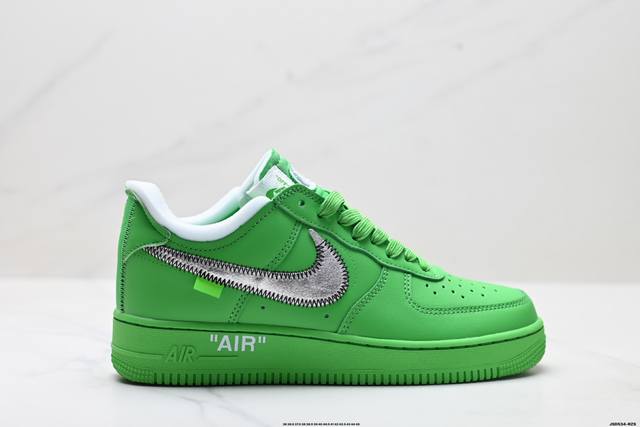 公司级Off-White X Nike Air Force 1 Ow联名空军一号 柠檬黄 全黑配色 鞋款延续了此次联名的设计风格，整体以白色为主调，鞋身内侧同样