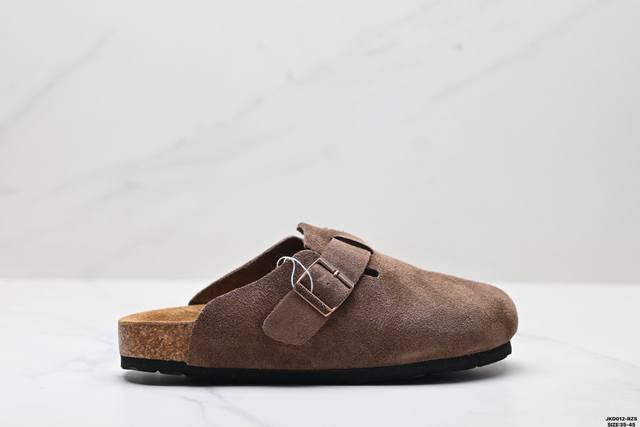 公司级Birkenstock勃肯半拖系列 克罗心双扣金属扣设计 双杠绑带 采用质地柔软牛皮绒面革植入羊羔毛鞋垫和里衬材质中底搭载缓震软木橡胶 外置Eva轻量片装