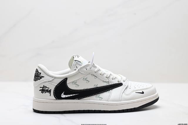 特价 公司级Nike Air Jordan 1 X Travis Scott Aj1倒勾 乔一倒钩 ‘Diy’定制 耐克 低帮文化篮球鞋 完美品质出货 细节如图