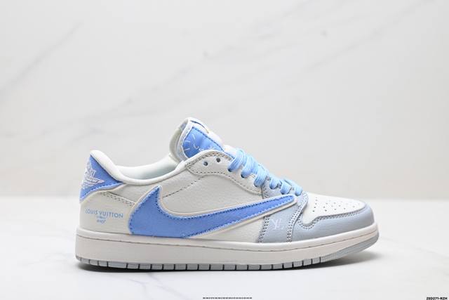 公司级Nike Air Jordan 1 X Travis Scott Aj1倒勾 乔一倒钩 ‘Diy’定制 耐克 低帮文化篮球鞋 完美品质出货 细节如图所示