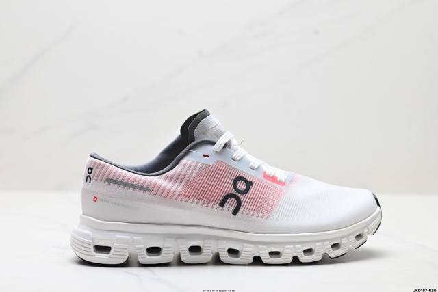 公司级On昂跑 Cloud 6 push 轻量运动休闲鞋 轻量透气的工程网格结合环保人造麂皮 衬托出活力醒目的视觉效果 饰有品牌Logo的Tpu鞋带扣 让系带方