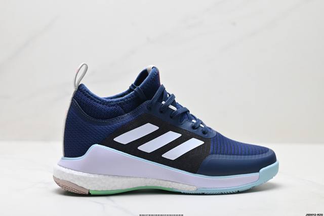 公司级Adidas Crazyflight Mid 减震防滑 中帮 阿迪达斯 训练鞋 推出可提升室内球场表现的跳高鞋 中切设计增加脚踝支撑 采用透气网眼鞋面 弹