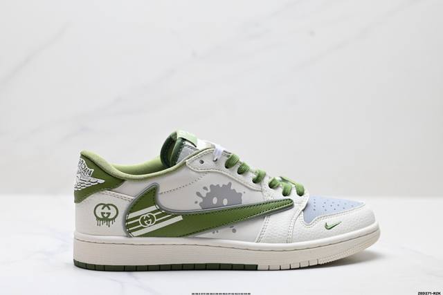 公司级Nike Air Jordan 1 X Travis Scott Aj1倒勾 乔一倒钩 ‘Diy’定制 耐克 低帮文化篮球鞋 完美品质出货 细节如图所示