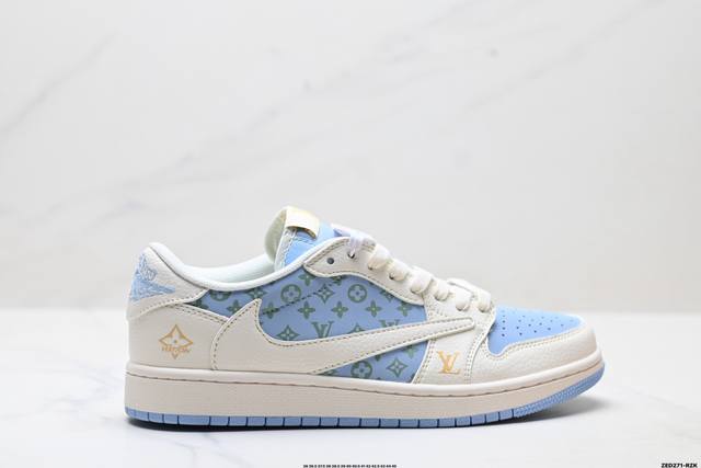 公司级Nike Air Jordan 1 X Travis Scott Aj1倒勾 乔一倒钩 ‘Diy’定制 耐克 低帮文化篮球鞋 完美品质出货 细节如图所示