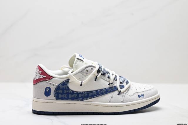 特价 公司级Nike Air Jordan 1 X Travis Scott Aj1倒勾 乔一倒钩 ‘Diy’定制 耐克 低帮文化篮球鞋 完美品质出货 细节如图