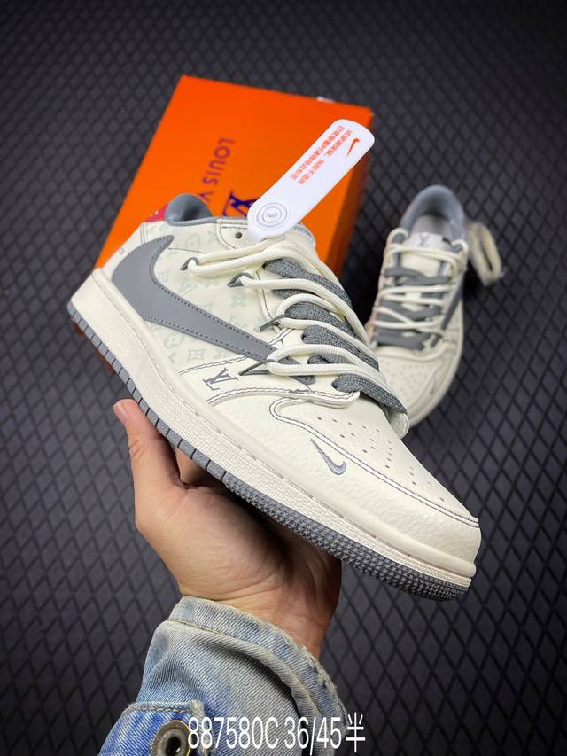 C 公司级Nike Air Jordan 1 X Travis Scott Aj1倒勾 乔一倒钩 ‘Diy’定制 耐克 低帮文化篮球鞋 完美品质出货 细节如图所