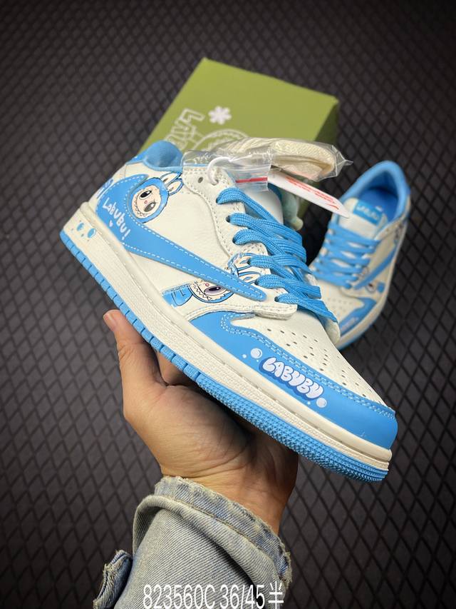 C 公司级Nike Air Jordan 1 X Travis Scott Aj1倒勾 乔一倒钩 ‘Diy’定制 耐克 低帮文化篮球鞋 完美品质出货 细节如图所
