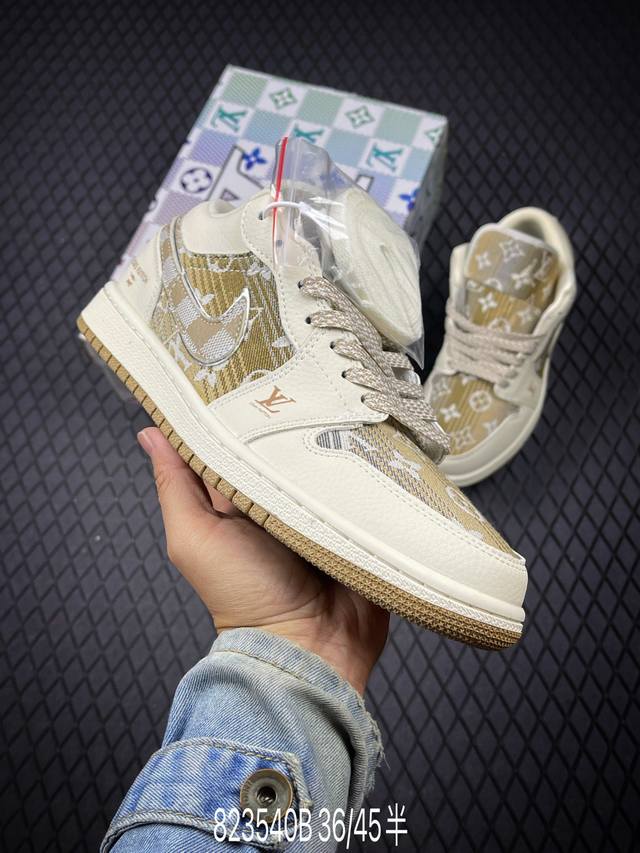 B Nike Air Jordan 1 Low 定制配色 Lv联名 定制Aj联名-高端定制 低帮复古文化板鞋 #定制鞋盒 大厂纯原品质出货 超高清洁度 皮料切割