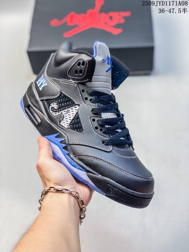 Awake Ny X Jordan Air Jordan 5 Racer Blue柔软舒适 防滑耐磨 中帮 复古篮球鞋 男女同款 黑蓝色 主货号:Dv498 0