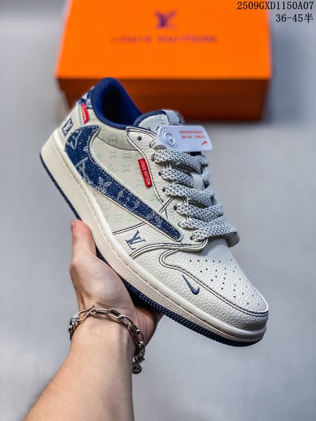 公司级Nike Air Jordan 1 X Travis Scott Aj1倒勾 乔一倒钩 ‘Diy’定制 耐克 低帮文化篮球鞋 完美品质出货 细节如图所示