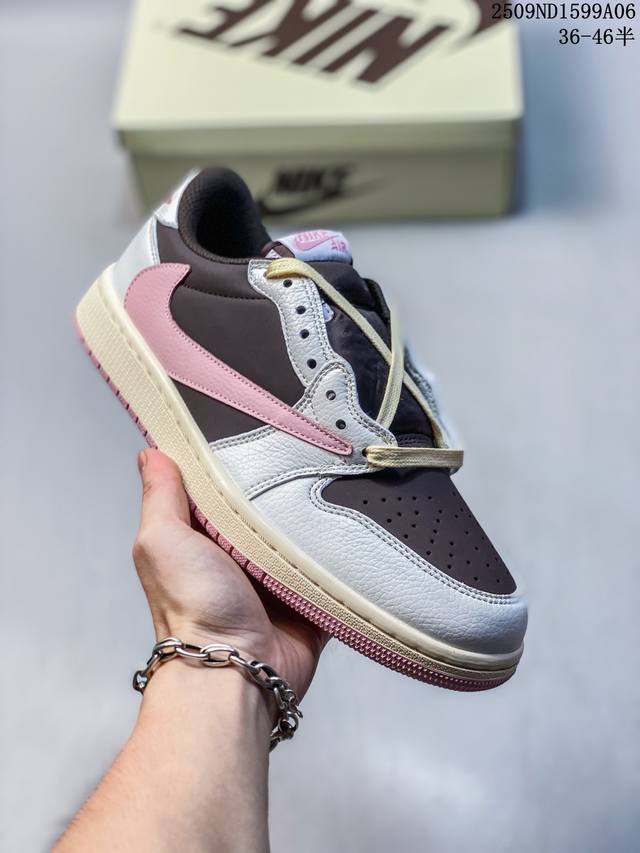 真标Nike Air Jordan 1 X Travis Scott Aj1倒勾 乔一倒钩 耐克 低帮文化篮球鞋 货号:Dz4137-206 尺码:36 36.