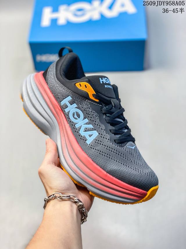 公司级真标带半码！ Hoka One One Clifton 克里夫顿9代专业性能减震运动跑步鞋 作为克利夫顿系列中的新款 克利夫顿 9提供比其前身更柔软的运动
