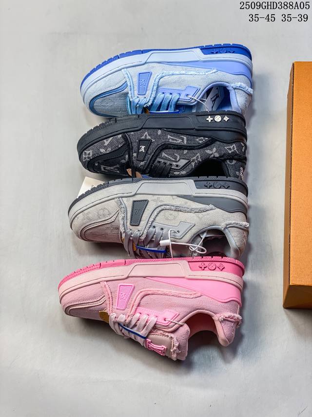 全新 Sneaker Lo 公司级路易威登板鞋 一代 格子 官方一比一版本 新款 Lv Tyler X Louis Vuitton Trainer 圆头系带 低