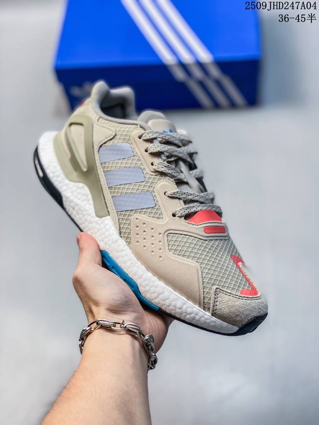 真爆带半码 Adidas三叶草Day Jogger男低帮织物透气Boost减震跑鞋Fy0237 3012 尺码：如图 编码：09Jhd247A04