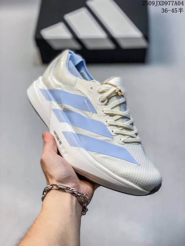 公司级Adidas Adizero Adios pro 4M 马拉松飞线贾卡轻质透气休闲运动跑步鞋 采用双层透气网纱 Flywire动态飞线绑缚鞋面材质 内置Z
