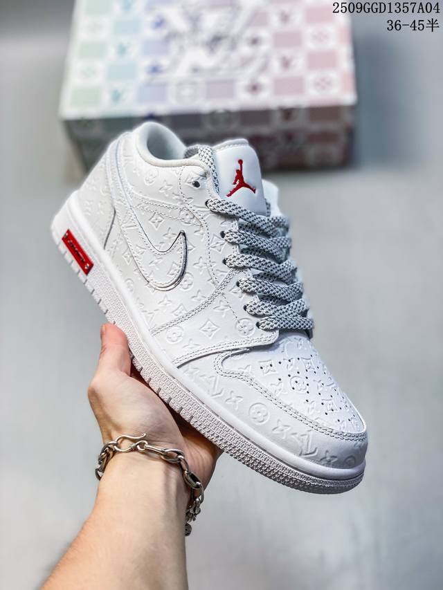 乔丹Air Jordan 1 Low Aj1 全白 Lv 联名 乔1低帮复古文化休闲运动篮球鞋 货号Lr2025-010 9 0Aswoe半 36-45 09G