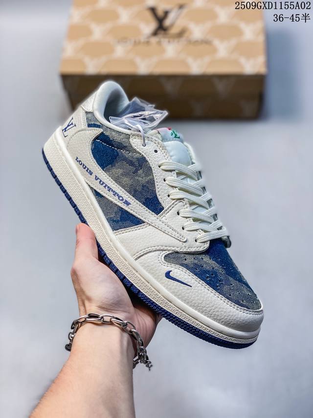 公司级Nike Air Jordan 1 X Travis Scott Aj1倒勾 乔一倒钩 ‘Diy’定制 耐克 低帮文化篮球鞋 完美品质出货 细节如图所示