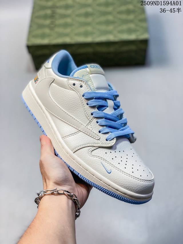 公司级Nike Air Jordan 1 X Travis Scott Aj1倒勾 乔一倒钩 ‘Diy’定制 耐克 低帮文化篮球鞋 货号:Jw1188-159