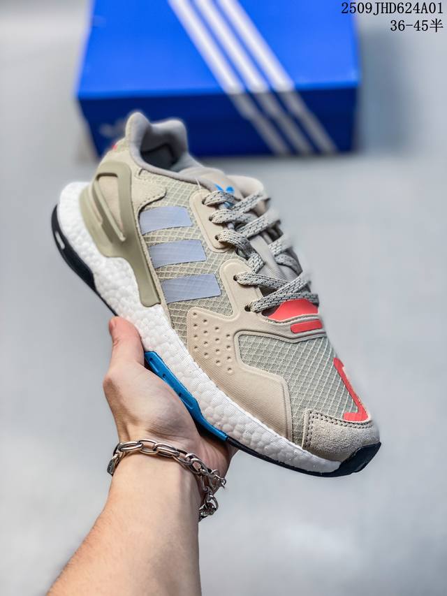 Adidas三叶草Day Jogger男低帮织物透气Boost减震跑鞋Fy0237 3012 尺码：如图 编码：09Jhd624A01