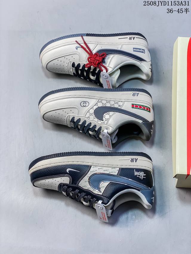 海外限量发售！公司级Nike Air Force 1 '07 Low “古驰联名 米灰花纹”空军一号 低帮 运动鞋 休闲鞋 折边针车 工艺难度大 原楦头原纸板