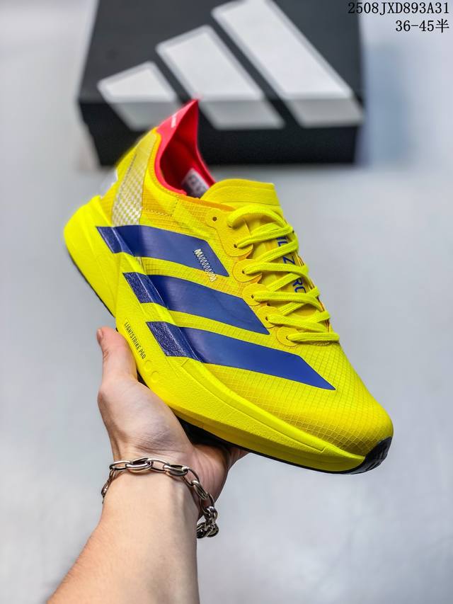阿迪达斯 Adidas Adizero Adios pro 4 舒适防滑耐磨 低帮 休闲跑步鞋 男女同款厚度增高老爹鞋 金属银 2025年，Adidas推出了A