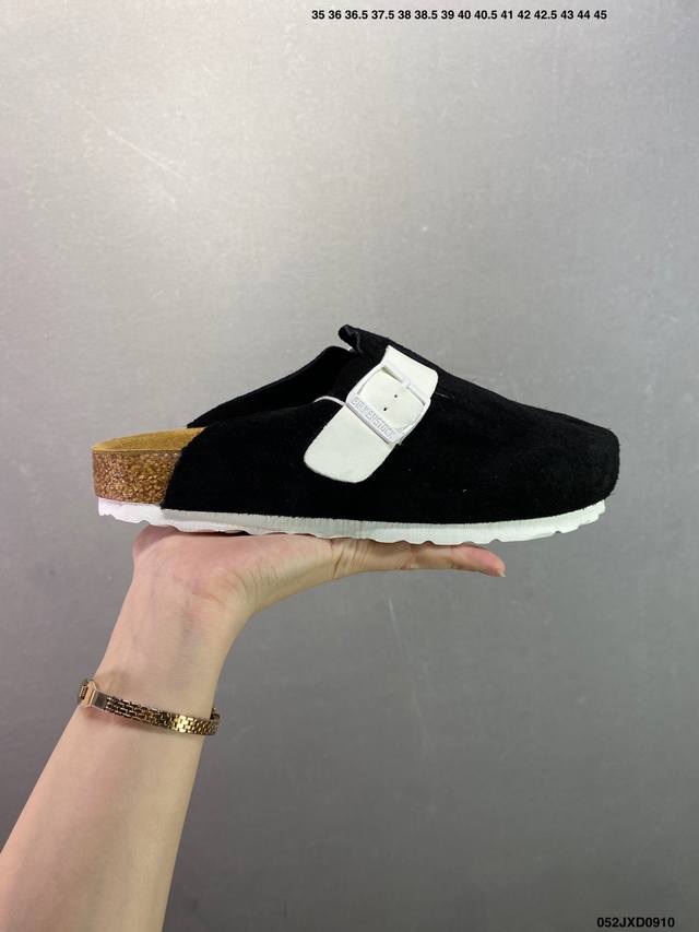 博肯 Birkenstock 拖鞋 广东原产#德国百年知名鞋履品牌 博肯Birkenstock 勃肯#采用质地柔软牛皮绒面材质#中底搭载缓震软木橡胶 其特有的鞋