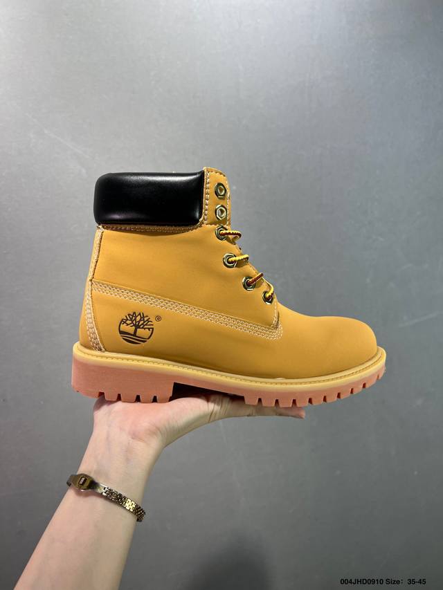 Timberland添柏岚 天伯伦经典款户外高帮休闲大黄靴系列 #广东大厂品质 原盒原包装 时尚潮流搭配 面料采用磨砂细纹牛皮 搭配防臭防腐乳胶鞋垫 大底到五金