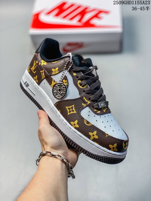 海外限量发售！公司级Nike Air Force 1 '07 Low “Lv联名 经典白棕”空军一号 低帮 运动鞋 休闲鞋 折边针车 工艺难度大 原楦头原纸板