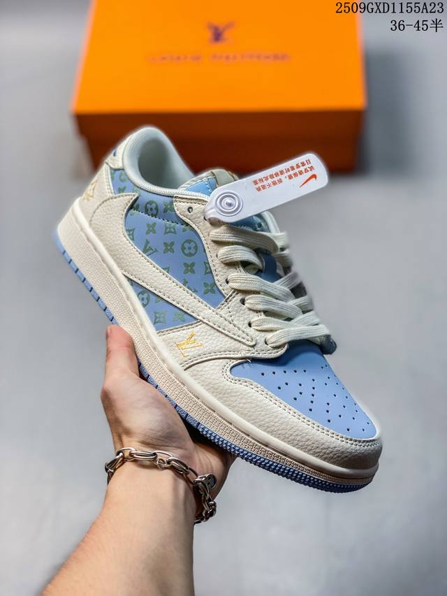 海外爆款限量发售！Travis Scott X Fragment Design X Jordan Air Jordan 1 Low Og Sp “Lv联名 浅米