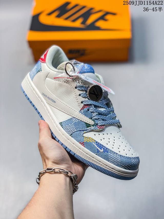 Travis Scott X Fragment Design X Jordan Air Jordan 1 Low Og Sp “Lv联名 五彩帆布” 多方联名合